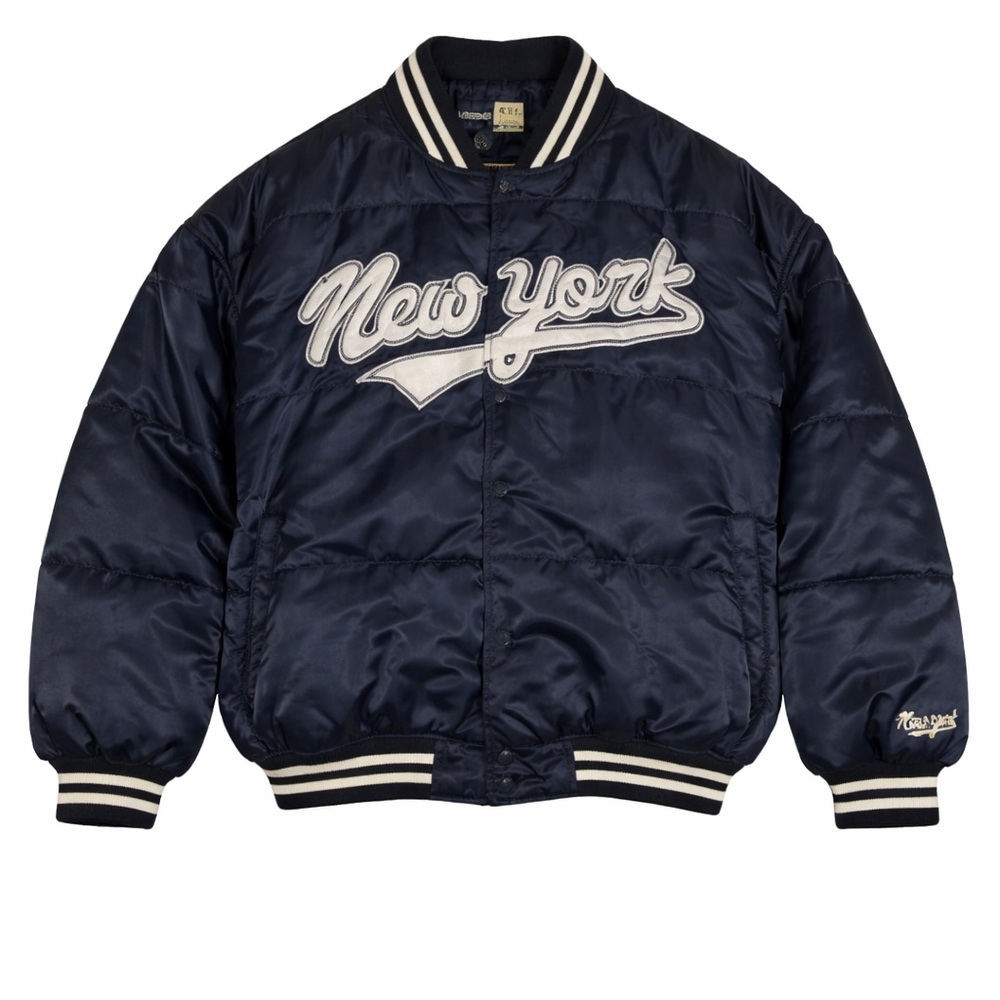 Vintage Bomber New York Winter Puffer Coat 4X Down MLB Yankees Classic Font